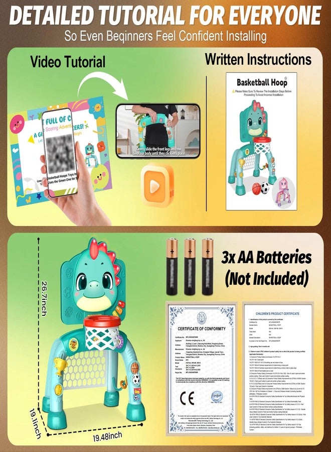 Zerhunt Toddler Sports Gym Toys: Motor Skills Development Energy Release by Mini Basketball & Soccer with Music & Light for Indoor Outdoor - Idea Christmas Birthday Gift for Boys Girls Age 1-3 - Image 4