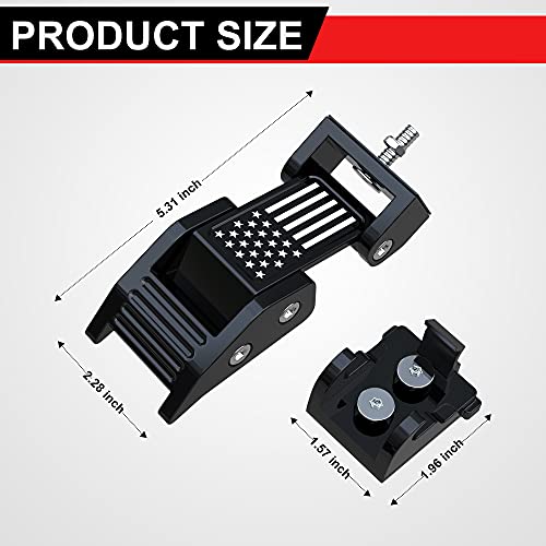 ASLONG 2PCS Hood Latches Catch Kit with U.S. Flag Style Black Aluminum for Jeep Wrangler JK JKU 2007-2018 & 2018-2025 Jeep Wrangler JL JLU Gladiator JT，Pair - Image 2