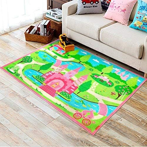 HUAHOO Pink Girls Bedroom Rugs Cartoon Castle Kids Rug Bedroom Floor Rugs Nylon Cartoon Kids Living Room Carpet (80x120cm(31.5''x47'')) - Image 4