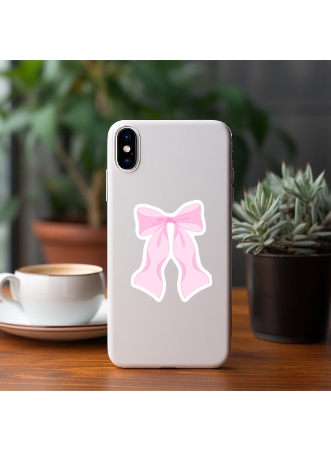 قوس قزح أورينبو 50 قطعة من ملصقات فيونكة لطيفة لزجاجات المياه وحقائب الكمبيوتر المحمول المقاومة للماء، ملصقات فيونكة وردية اللون، ملصقات فينيل مقاومة للماء لزجاجات المياه والكمبيوتر المحمول والجيتار - Image 3