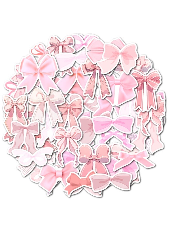 قوس قزح أورينبو 50 قطعة من ملصقات فيونكة لطيفة لزجاجات المياه وحقائب الكمبيوتر المحمول المقاومة للماء، ملصقات فيونكة وردية اللون، ملصقات فينيل مقاومة للماء لزجاجات المياه والكمبيوتر المحمول والجيتار - Image 1