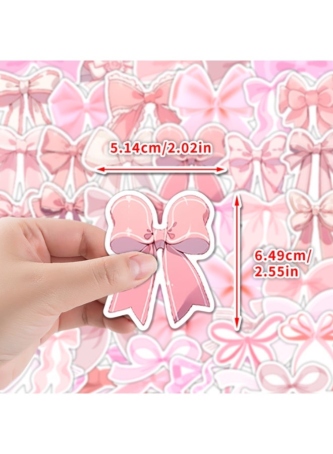 قوس قزح أورينبو 50 قطعة من ملصقات فيونكة لطيفة لزجاجات المياه وحقائب الكمبيوتر المحمول المقاومة للماء، ملصقات فيونكة وردية اللون، ملصقات فينيل مقاومة للماء لزجاجات المياه والكمبيوتر المحمول والجيتار - Image 5