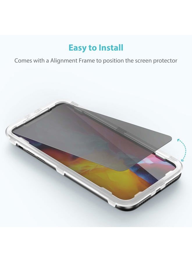 Syncwire Privacy Screen Protector for iPhone 11 / XR (2-Pack), Anti-Fingerprint Tempered Glass (9H Hardness, 6X Stronger, Installation Frame, Bubble Free) [Not Edge to Edge] - Image 2