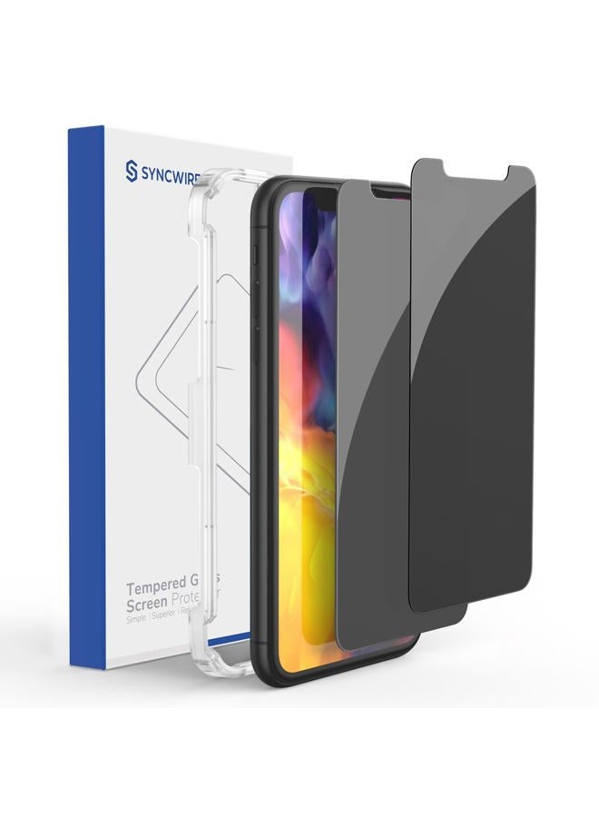Syncwire Privacy Screen Protector for iPhone 11 / XR (2-Pack), Anti-Fingerprint Tempered Glass (9H Hardness, 6X Stronger, Installation Frame, Bubble Free) [Not Edge to Edge] - Image 1