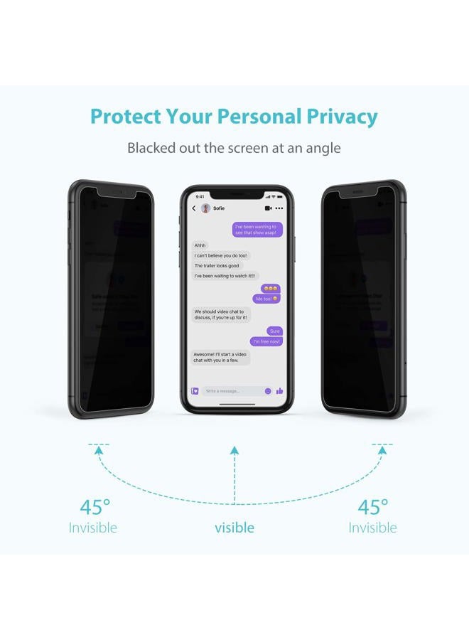 Syncwire Privacy Screen Protector for iPhone 11 / XR (2-Pack), Anti-Fingerprint Tempered Glass (9H Hardness, 6X Stronger, Installation Frame, Bubble Free) [Not Edge to Edge] - Image 3