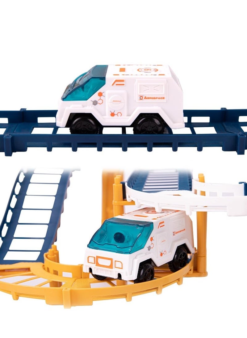 Generic - Electric Train Set for Kids Space Variety Rail Car Railway Learning Educational Toys Creative Puzzle Toys Train Sets for Kids Boys Girls Age 3 Years Up Electric Track Car Set Blue Space - Image 1