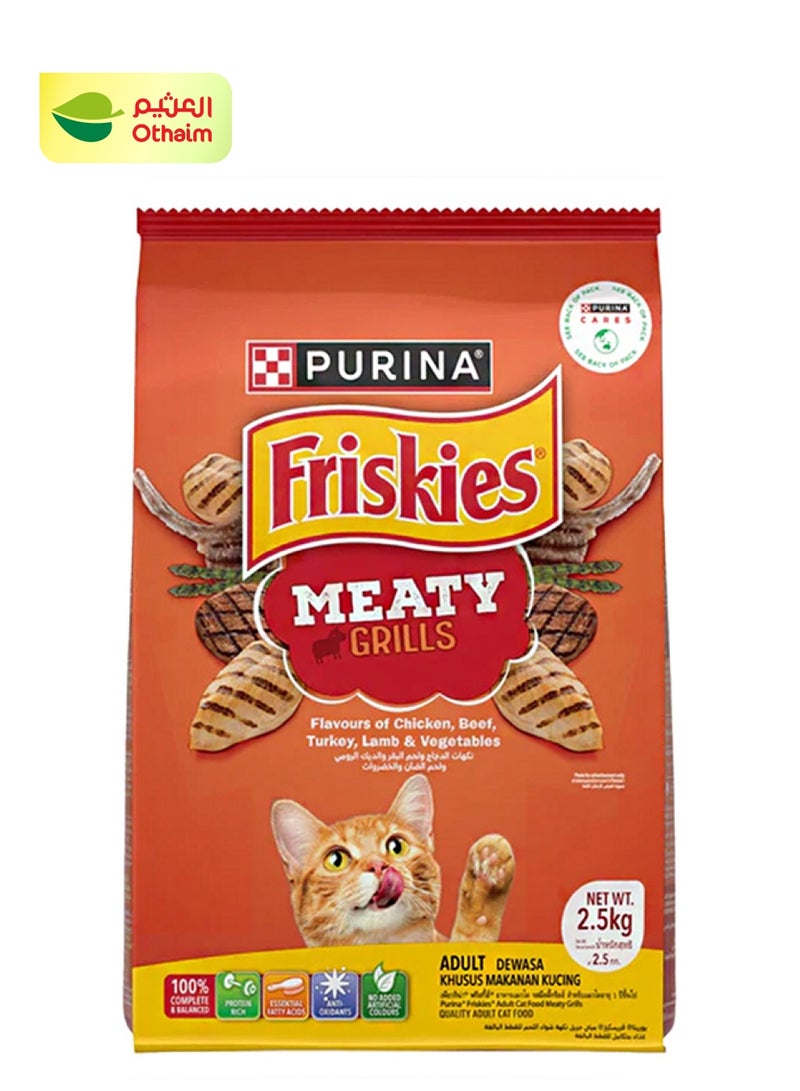 فريسكس فريسكيز بورينا طعام جاف للقطط البالغة مشاوي اللحم البقري والدجاج ولحم الضأن والديك الرومي والخضروات، 2.5 كيلو غرام