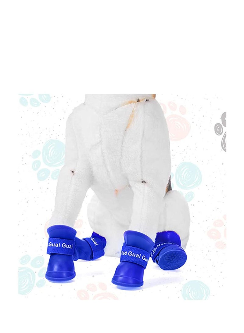 KASTWAVE Pet Snow Shoes Dog Rain Boots Candy Colors Dog Silicone Booties Waterproof Anti-Slip and Adjustable for Rainy Snow Weather for Snow Rain Day Middle and Small Dogs - Image 4