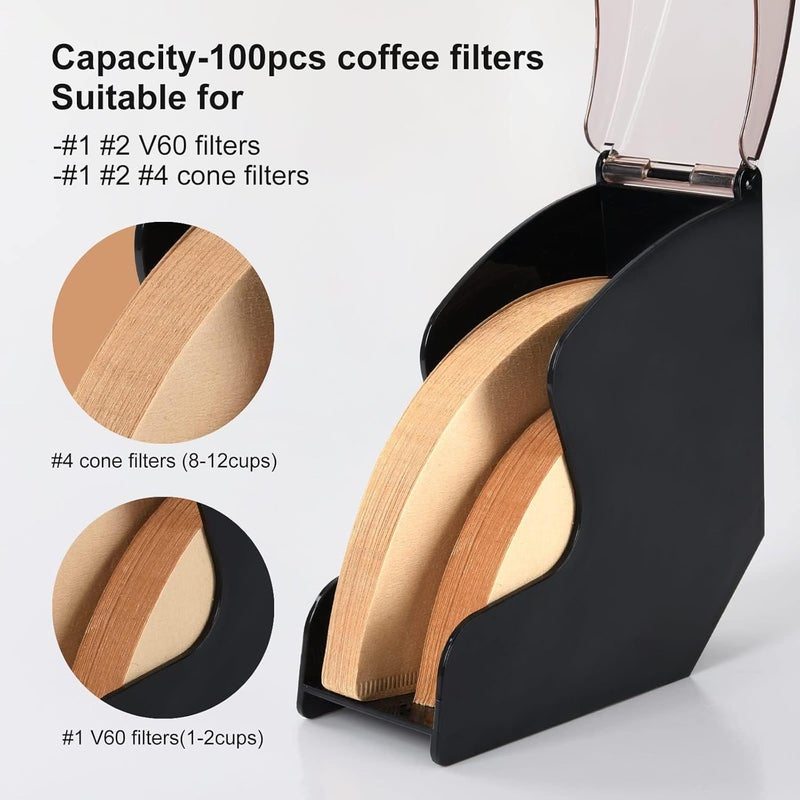 Lonimia Coffee Filter Paper Holder,Cone Filter Paper Box with Dustproof Coffee Filter Dispenser Container Storage Rack Dust Proof Countertop Dispenser Stand - Image 2