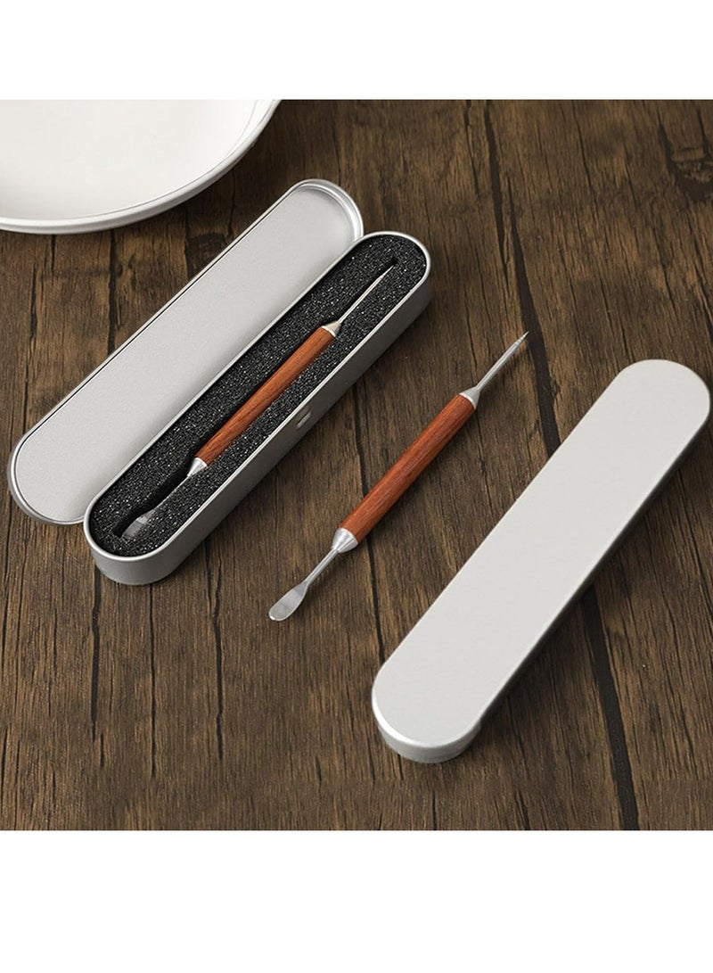 Oasisgalore Stainless Steel Coffee Art Pen with Wooden Handle for Carving，Cappuccino Carving Art Pen with Two Ends  - Image 2