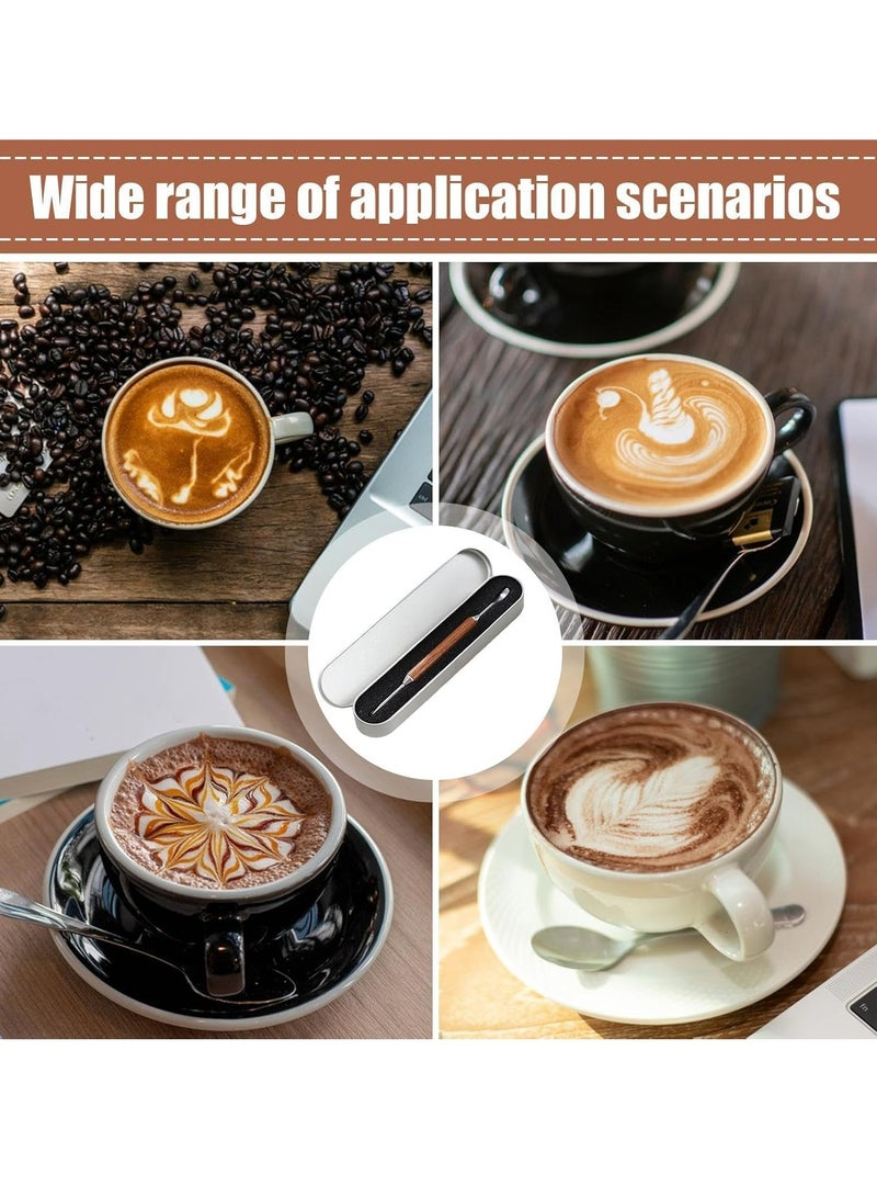 Oasisgalore Stainless Steel Coffee Art Pen with Wooden Handle for Carving，Cappuccino Carving Art Pen with Two Ends  - Image 4