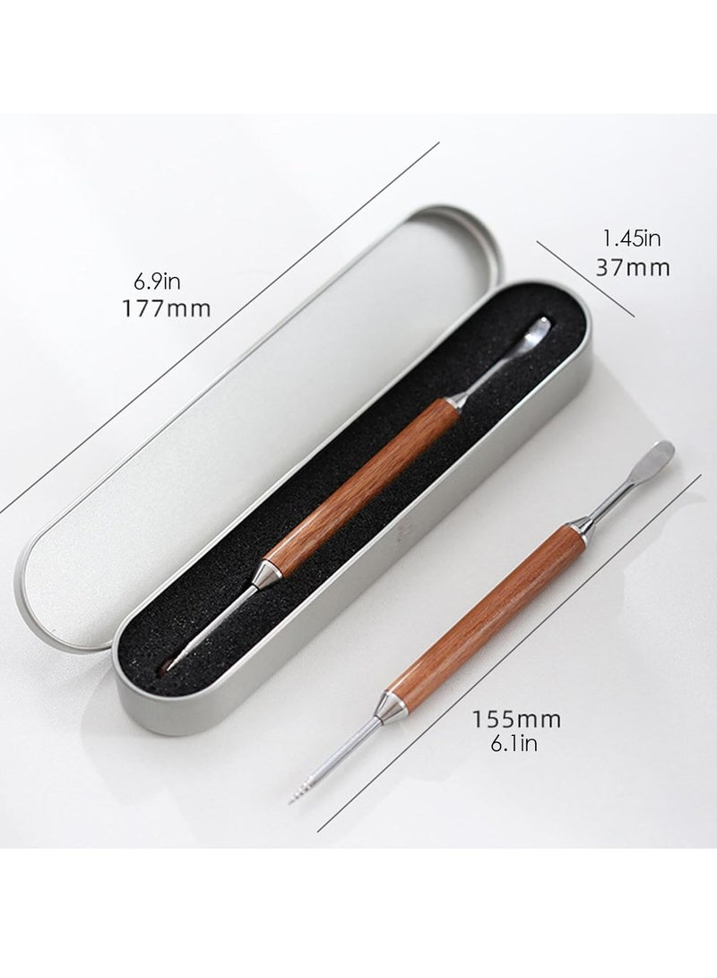 Oasisgalore Stainless Steel Coffee Art Pen with Wooden Handle for Carving，Cappuccino Carving Art Pen with Two Ends  - Image 5