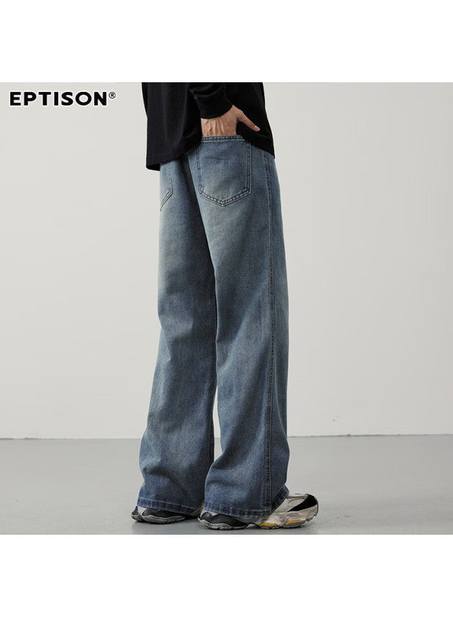 EPTISON Yipintiancheng Autumn Loose Washed Jeans For Men, Straight-leg Wide-leg Pants, Fashionable High Street Versatile Men's Trousers - Image 2