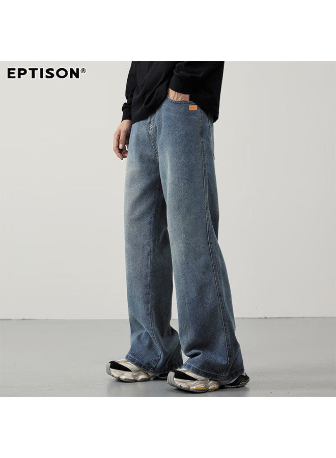 EPTISON Yipintiancheng Autumn Loose Washed Jeans For Men, Straight-leg Wide-leg Pants, Fashionable High Street Versatile Men's Trousers - Image 1
