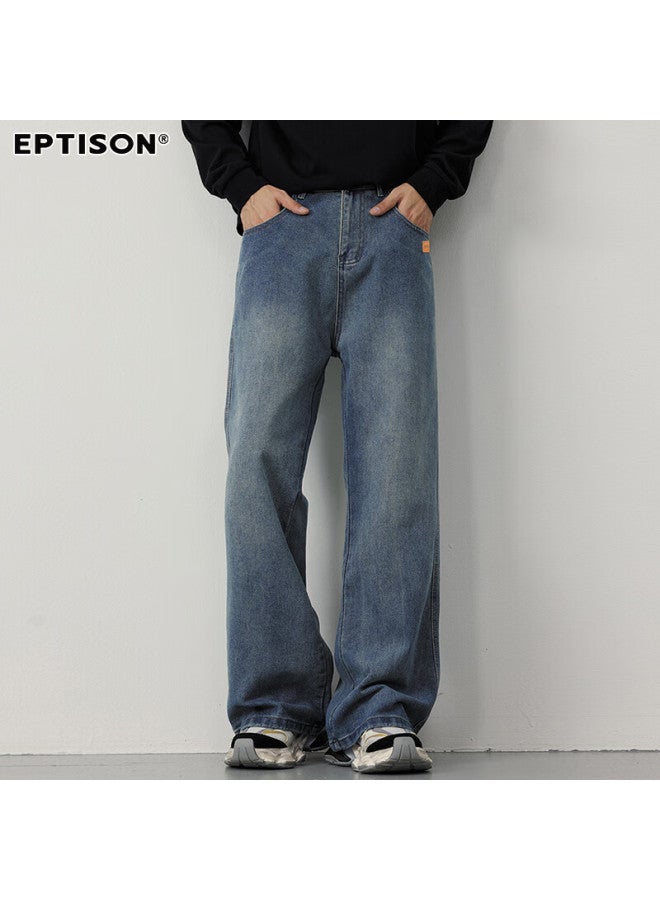EPTISON Yipintiancheng Autumn Loose Washed Jeans For Men, Straight-leg Wide-leg Pants, Fashionable High Street Versatile Men's Trousers - Image 4