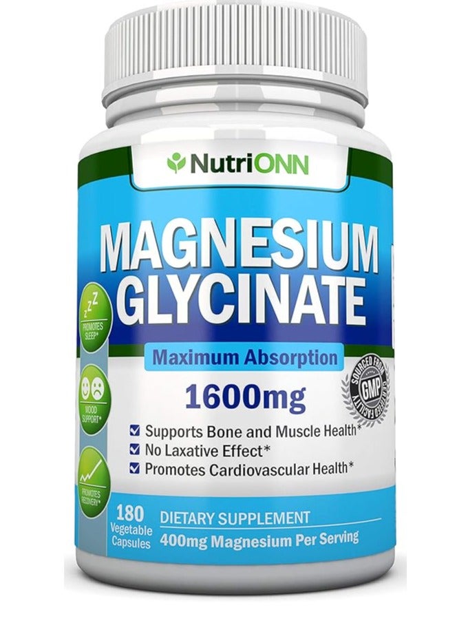 Magnesium Glycinate Great for Heart Health and Muscle Cramps 180 Capsules