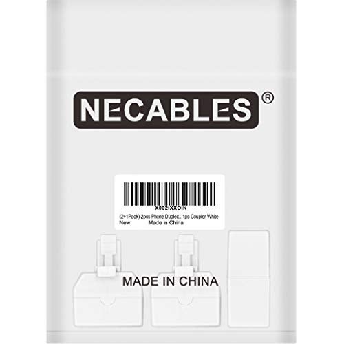NECABLES 2+1Pack 2pcs Double Phone Jack Splitter RJ11 6P4C 1 Male to 2 Females and 1pc Phone Line Coupler for Landline and Fax White - Image 4