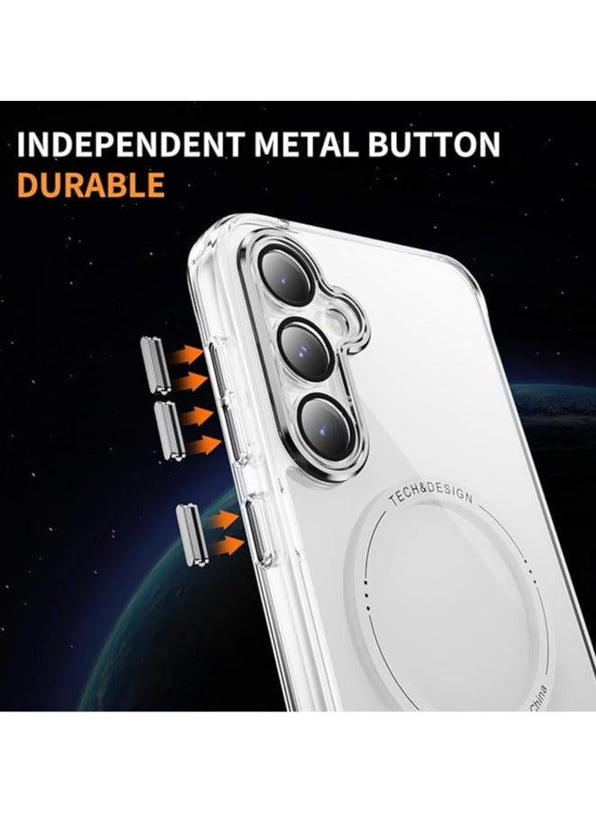 عام حافظة مغناطيسية لجهاز Samsung Galaxy S23 FE مزودة بحماية شاشة من الدرجة العسكرية بسمك 10 أقدام، تم اختبارها ضد السقوط وتدعم تقنية MagSafe. الحافظة شفافة وتناسب جهاز Samsung Galaxy S23 FE. - Image 4