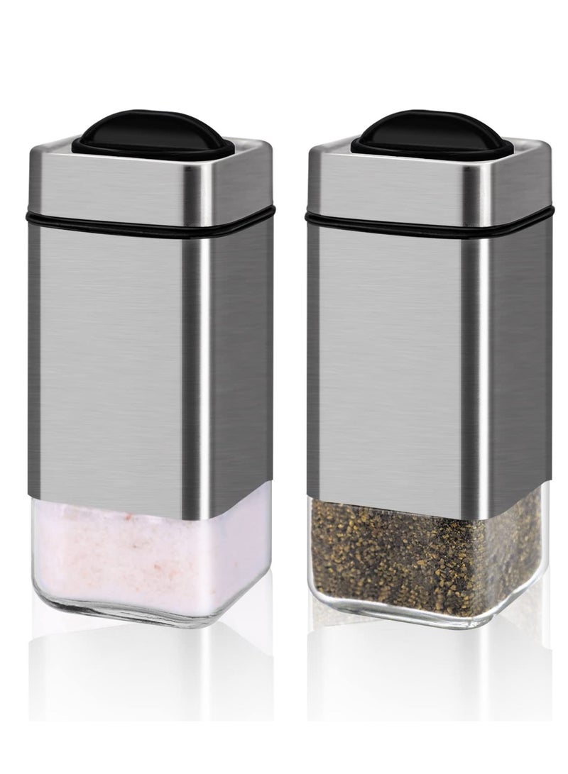 Excefore Salt and Pepper Shakers, Salt Shaker with Adjustable Pour Holes, Glass Salt Pepper Shaker Set, Perfect for Black Pepper, Kosher and Sea Salt - Image 1