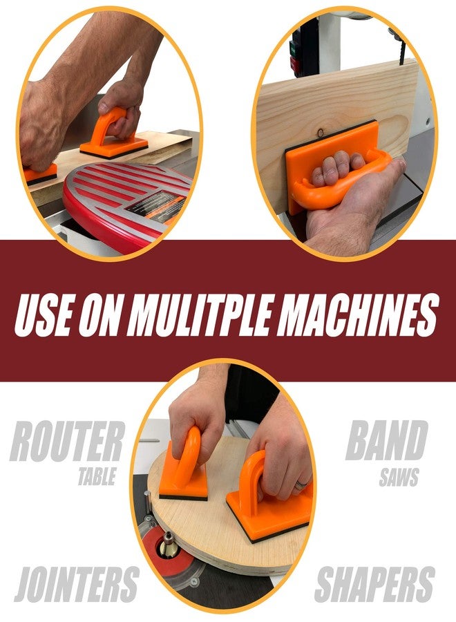 فولتون كتل دفع منشار طاولة أمان من فولتون لأعمال النجارة، قطعتان - وسادة مانعة للانزلاق، مقبض مريح، تحافظ على سلامة يديك على طاولات التوجيه، والمفاصل، وآلات تشكيل الخشب، ومناشير الشريط - Image 3