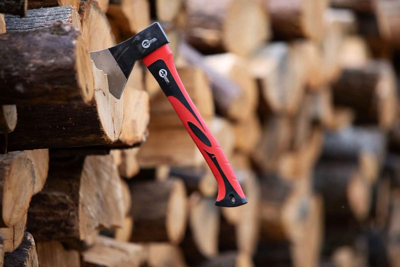 INTERTOOL Hatchet for Chopping Wood and kindling - Small Hand Axe for Camping Firewood - 15â€ Survival Ax - with Shock-Absorbing Fiberglass Anti-Slip Handle HT-0261 - Image 4