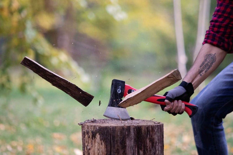 INTERTOOL Hatchet for Chopping Wood and kindling - Small Hand Axe for Camping Firewood - 15â€ Survival Ax - with Shock-Absorbing Fiberglass Anti-Slip Handle HT-0261 - Image 5