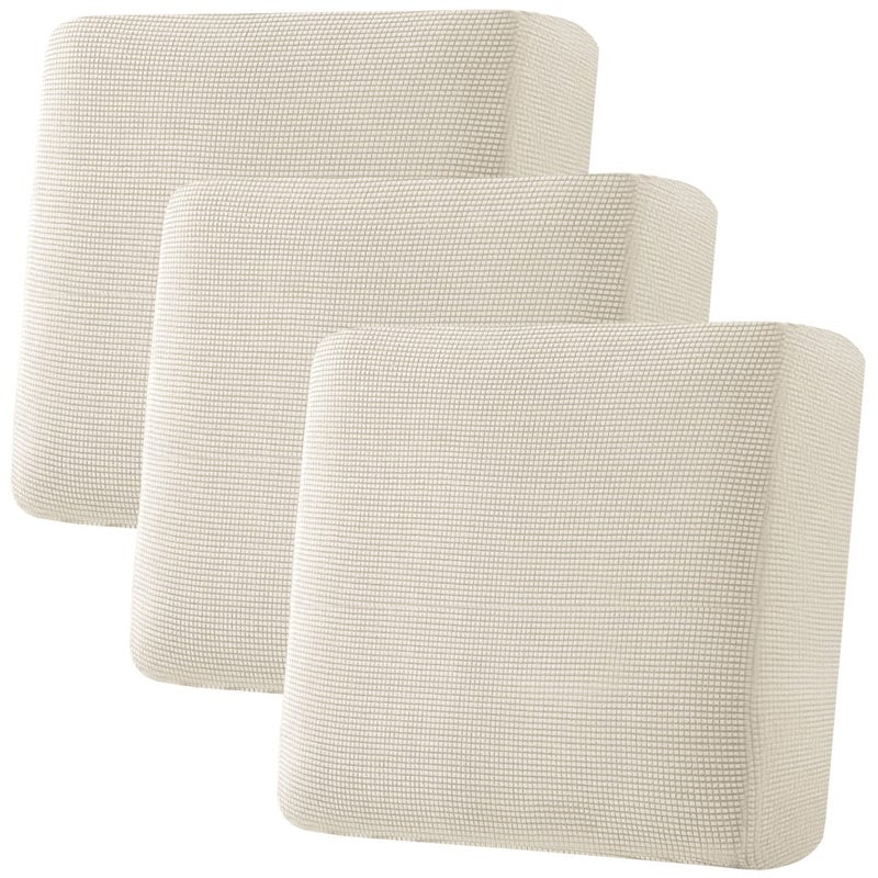 HVERSAILTEX Super Stretch Individual Seat Sofa Covers Couch Slipcover Sets Thick Jacquard Textured Twill Fabric 3 Piece XL Sofa Cushion Covers Natural