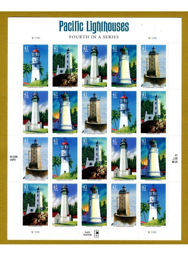 USPS Pacific Lighthouses Sheet Of 20 41 Cent Stamps Scott 41464150 By Usps - Image 2