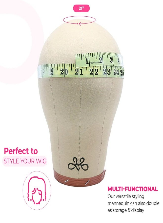 MILANO COLLECTION 21” Cork Mannequin Head with Canvas Cover for Making And Styling Wigs, DIY Wig Block, Includes Bag for Storage or Travel and 15 T-Pins, Fits Most Tripods, Clamps and Suction Stands - Image 5