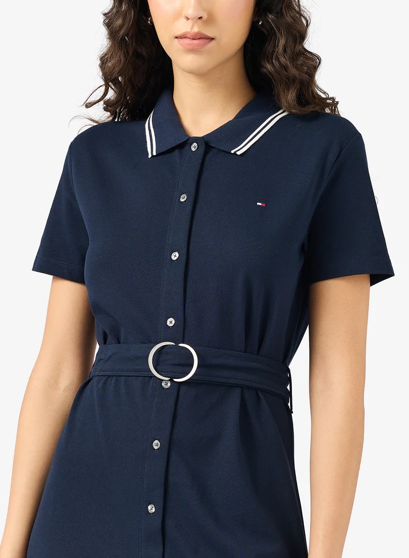 TOMMY HILFIGER Belt Detail Short Sleeve Shirt Dress