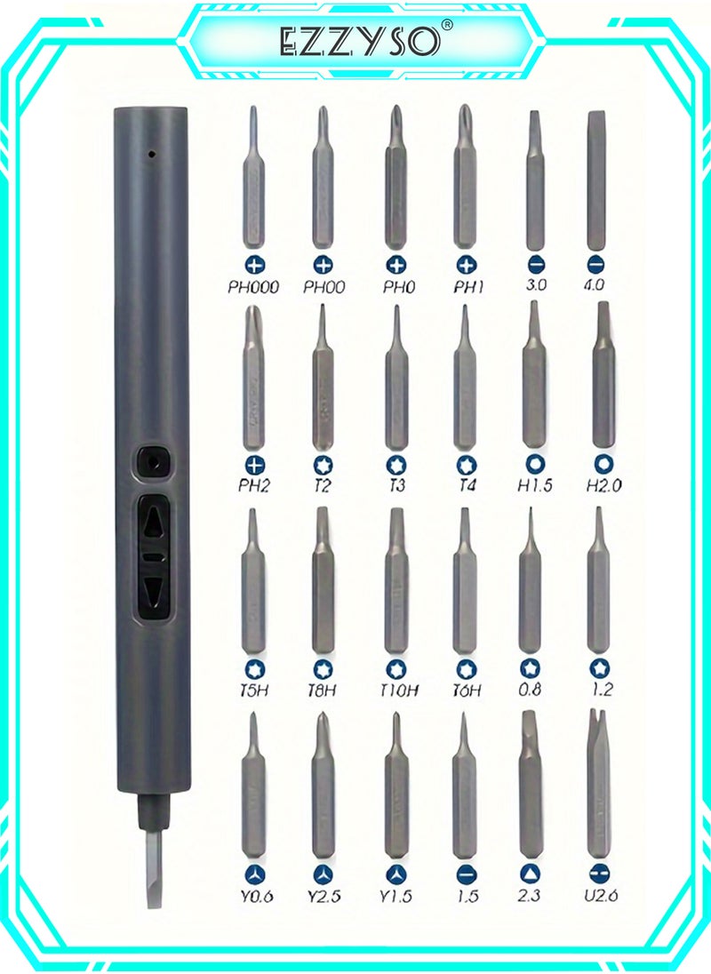 EzzySo - Precision Electric Screwdriver Set 28 IN 1 Mini Electric Screwdriver Set Rechargeable Portable Power Screwdriver Repair Tool Kit With LED Lights For Watches Phone iPad Laptop Glasses Removal - Image 1
