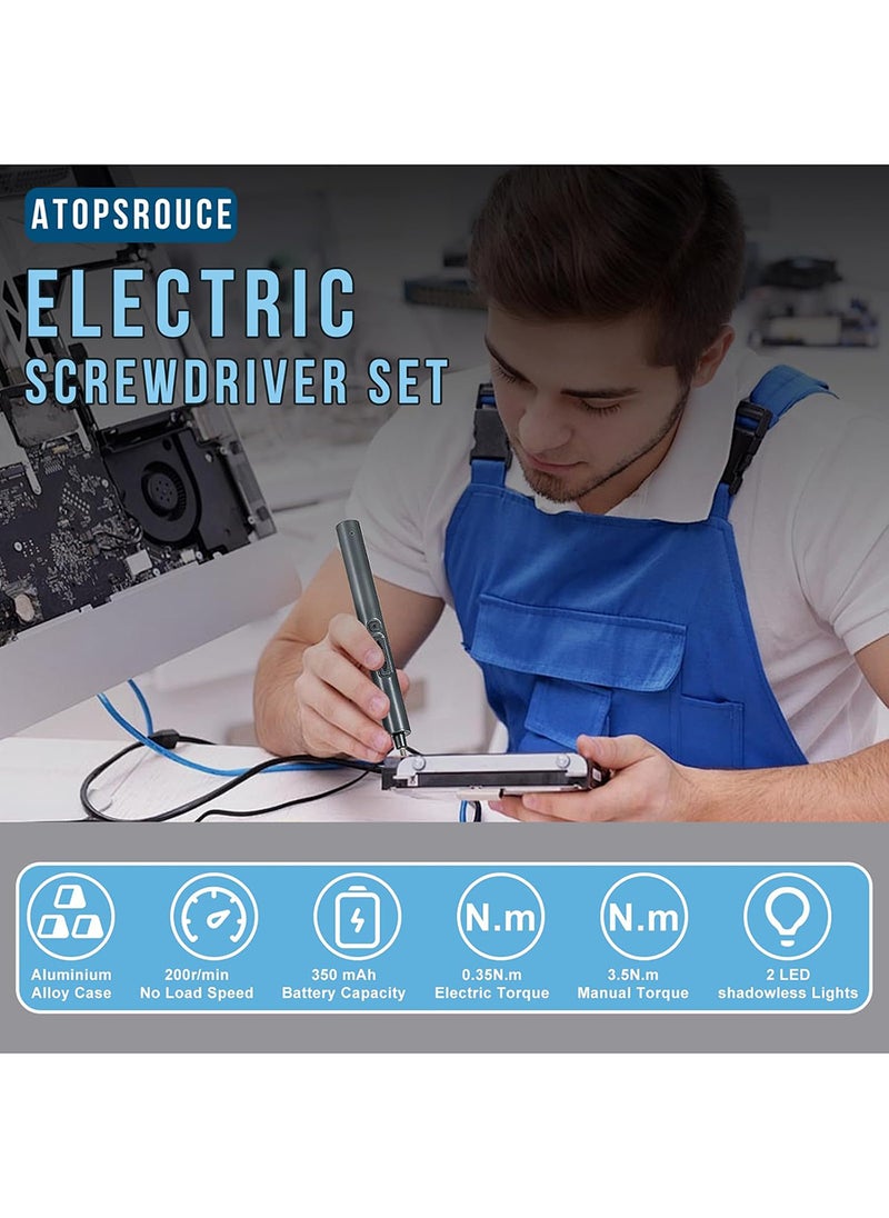 EzzySo - Precision Electric Screwdriver Set 28 IN 1 Mini Electric Screwdriver Set Rechargeable Portable Power Screwdriver Repair Tool Kit With LED Lights For Watches Phone iPad Laptop Glasses Removal - Image 1