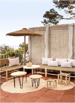 Generic Boho 100% Natural Palm Frames Handmade Round Area Rug Home Kitchen Decor (120cm)  - Image 3