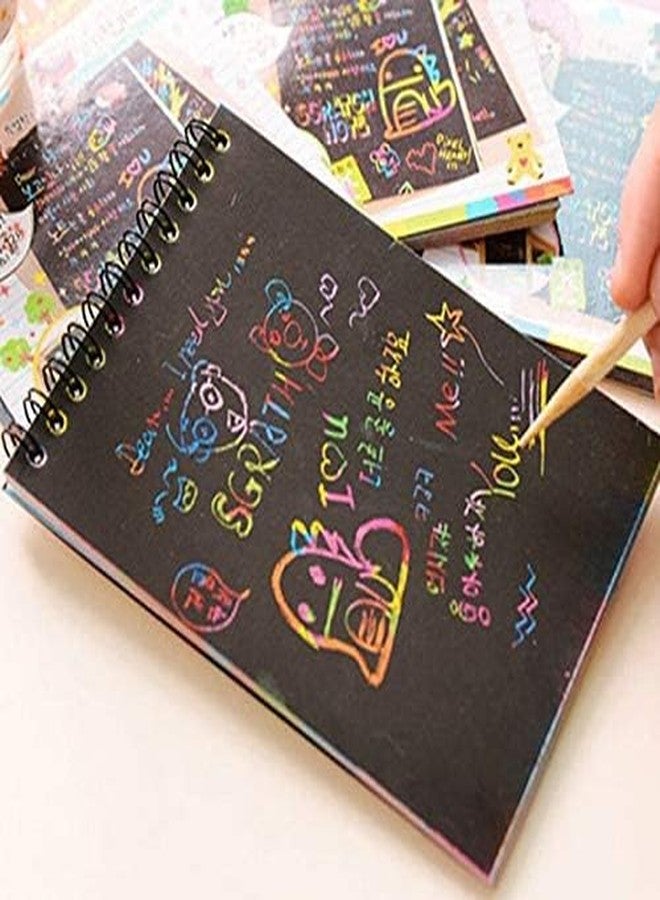 Kanak Mall Rainbow Scratch Book for Kids A4 Size Scratch Art Magic Doodle Mandala Art Drawing Coloring Book Black Scratch Paper Note Art and Craft Return Gift for 4 Years and Above(5.5 x 4 inch) - Image 5