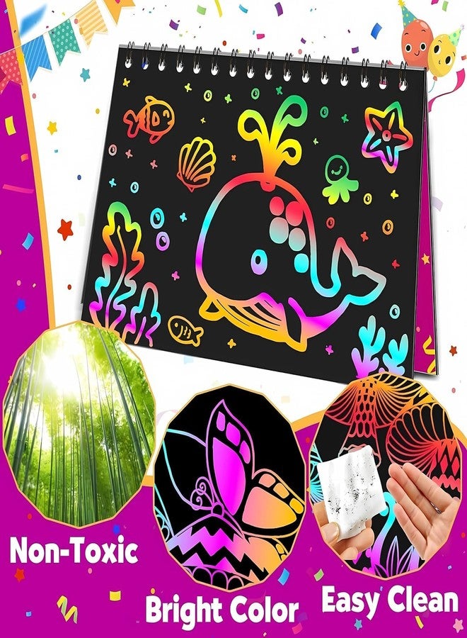 Kanak Mall Rainbow Scratch Book for Kids A4 Size Scratch Art Magic Doodle Mandala Art Drawing Coloring Book Black Scratch Paper Note Art and Craft Return Gift for 4 Years and Above(5.5 x 4 inch) - Image 3