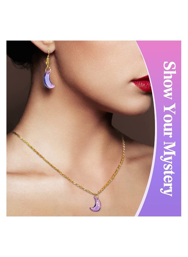 200 Pcs Crystal Charms Moon Pendants Crescent Shape Glass Tiny Hanging Pendants with Gold Foil Small Moon Pendant with Storage Box for Jewelry Making DIY Craft Beads Necklace Earrings, 16 x 11.5 mm - Image 1
