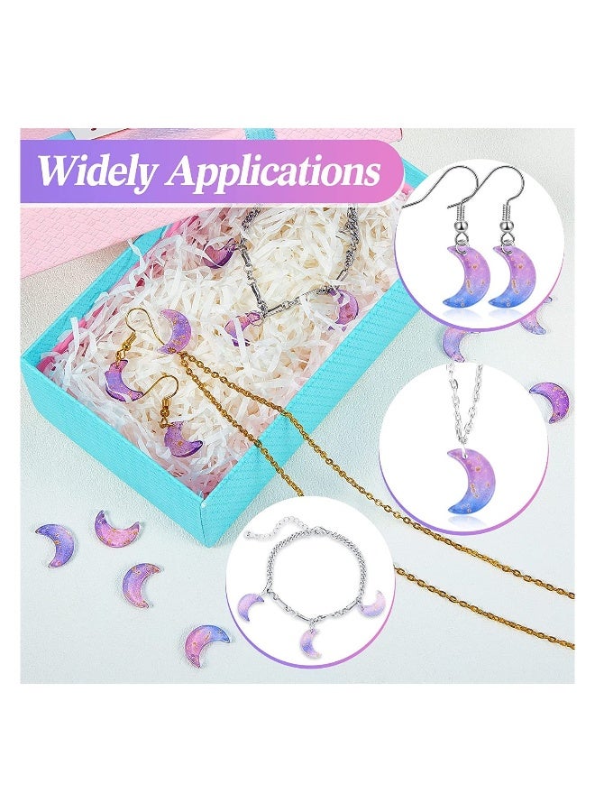 200 Pcs Crystal Charms Moon Pendants Crescent Shape Glass Tiny Hanging Pendants with Gold Foil Small Moon Pendant with Storage Box for Jewelry Making DIY Craft Beads Necklace Earrings, 16 x 11.5 mm - Image 2