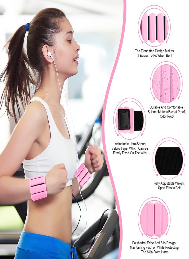 Teikugv Wrist Weights Set of 2, Wearable Arm & Leg Weights for Women & Men, Adjustable Wrist Ankle Weights for Walking, Yoga, Swimming, Gym, 2lb (Pink) - Image 3