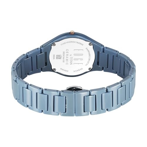 Edge Titan Edge Ceramic Quartz Analog Blue Dial Ceramic Strap Watch for Women/NT2653QC07 - Image 2