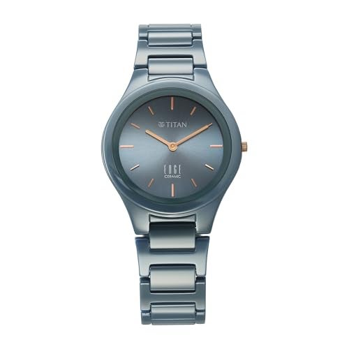 Edge Titan Edge Ceramic Quartz Analog Blue Dial Ceramic Strap Watch for Women/NT2653QC07 - Image 1