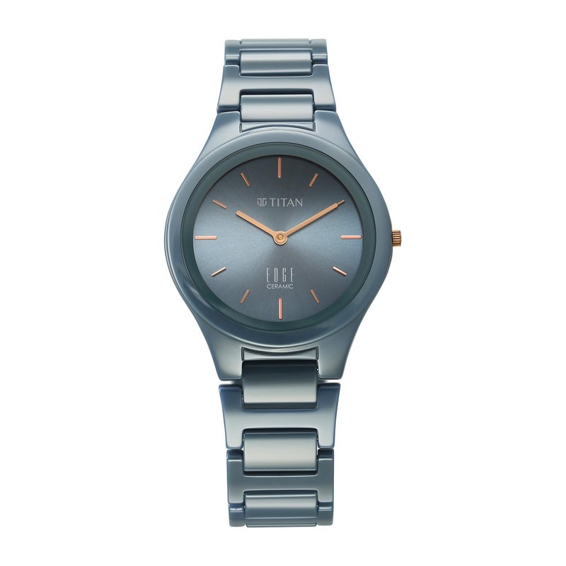 Edge Titan Edge Ceramic Quartz Analog Blue Dial Ceramic Strap Watch for Women/NT2653QC07 - Image 5