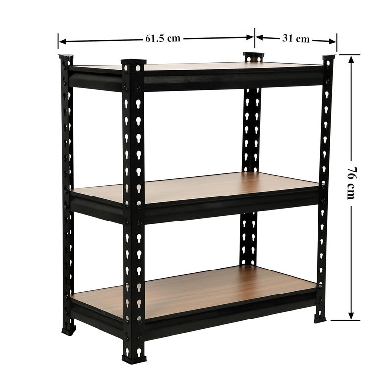 PLANET Planet 3 Tier Adjustable ShelfMultipurpose Boltless RackShelfLaminated Natural Iron Wall ShelfStorage RackTool Organiser Wooden Display ShelfHome and Kitchen Storage RackShoe Organizer Brown  - Image 3