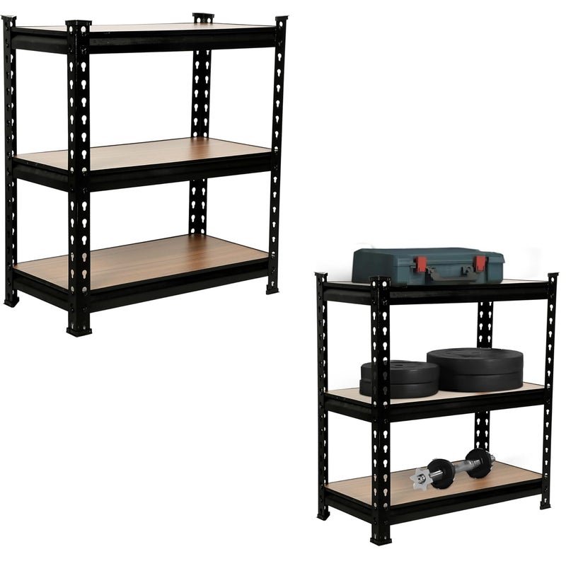 PLANET Planet 3 Tier Adjustable ShelfMultipurpose Boltless RackShelfLaminated Natural Iron Wall ShelfStorage RackTool Organiser Wooden Display ShelfHome and Kitchen Storage RackShoe Organizer Brown  - Image 1