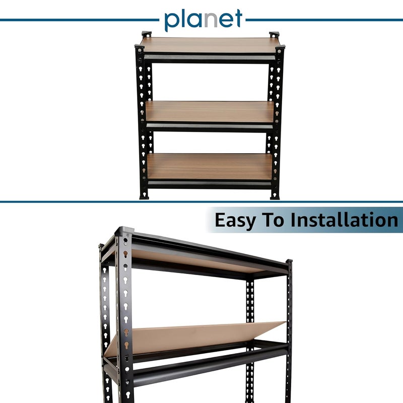PLANET Planet 3 Tier Adjustable ShelfMultipurpose Boltless RackShelfLaminated Natural Iron Wall ShelfStorage RackTool Organiser Wooden Display ShelfHome and Kitchen Storage RackShoe Organizer Brown  - Image 5