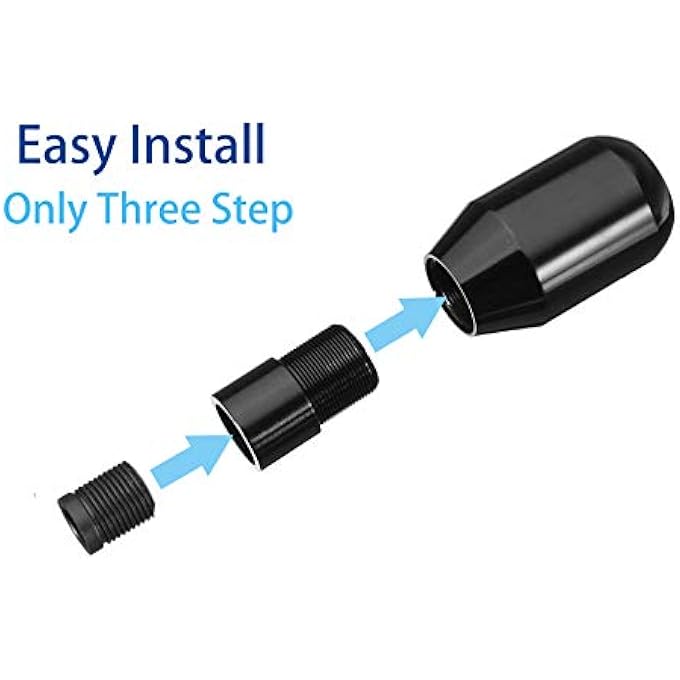 rayihni Shifter Adapter Universal 5 Speed Manual Metal Chrome Gear Shift Knob Lever Stick Pen Handle Head Car Styling Accessories Racing Style Black - Image 2