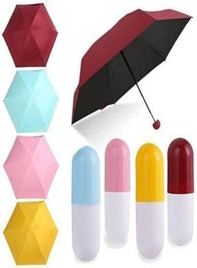 CESHTA Compact Capsule Travel Umbrella, Portable, Foldable, Men Women Kids Boys Girls Perfect Umbrella with Cover Case Stylish Windproof & Compact (Multicolor) - Image 1