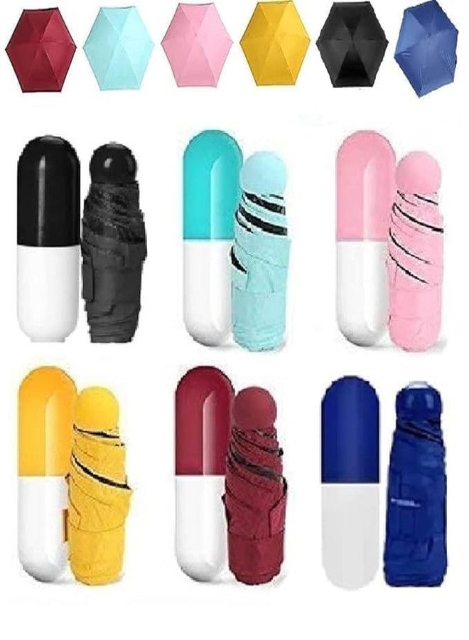 CESHTA Compact Capsule Travel Umbrella, Portable, Foldable, Men Women Kids Boys Girls Perfect Umbrella with Cover Case Stylish Windproof & Compact (Multicolor) - Image 2