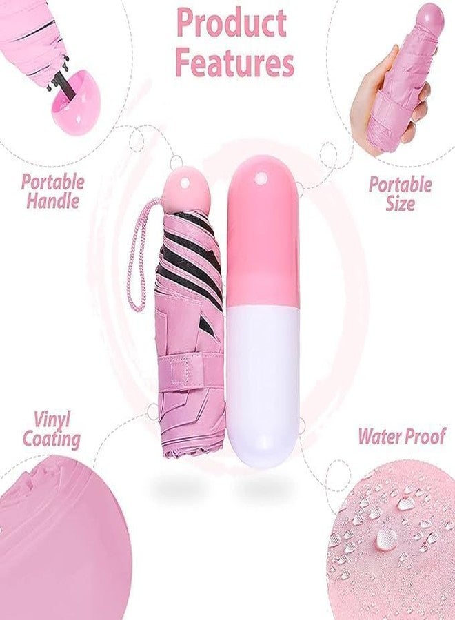 CESHTA Compact Capsule Travel Umbrella, Portable, Foldable, Men Women Kids Boys Girls Perfect Umbrella with Cover Case Stylish Windproof & Compact (Multicolor) - Image 4