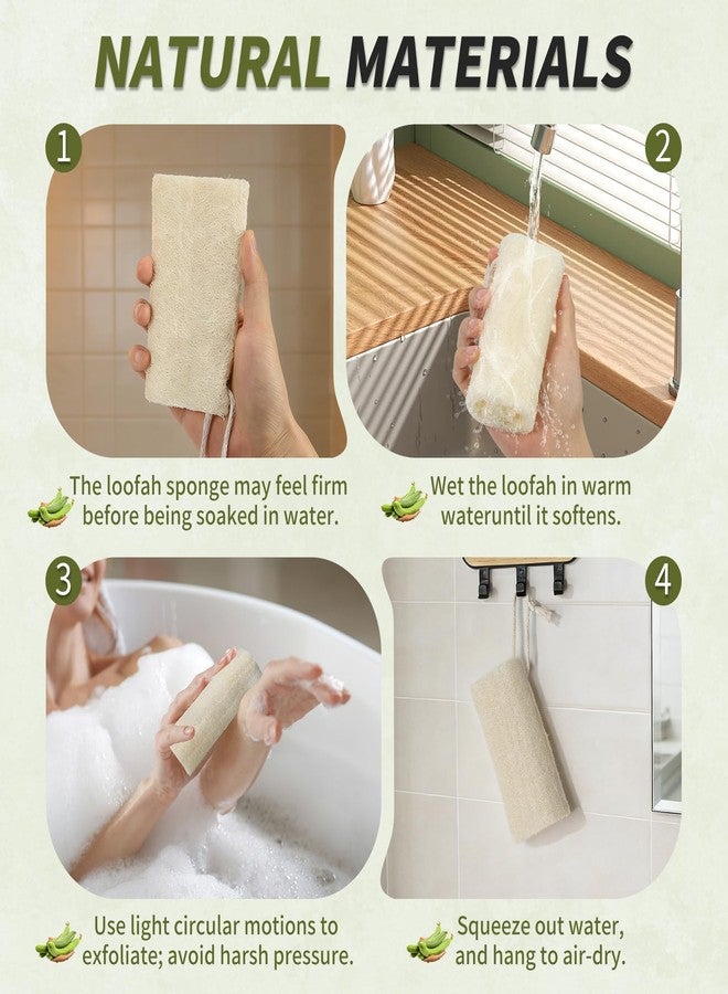 DEBETOOL Natural Loofah Sponge Set - 4 Piece Plant-Based Loofah Back Body Scrubber with Face Scrubber Pad，Exfoliating Loofah Sponge for Women and Men Glowing Skin - Image 3