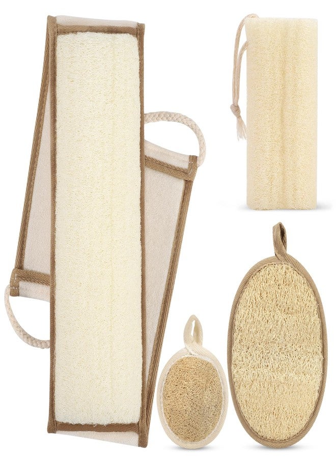 DEBETOOL Natural Loofah Sponge Set - 4 Piece Plant-Based Loofah Back Body Scrubber with Face Scrubber Pad，Exfoliating Loofah Sponge for Women and Men Glowing Skin - Image 1